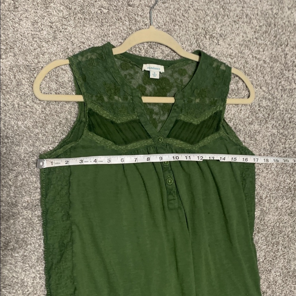 Sundance Green Boho Lace Panels Button Neck Tank Top Size Small - Picture 8 of 9